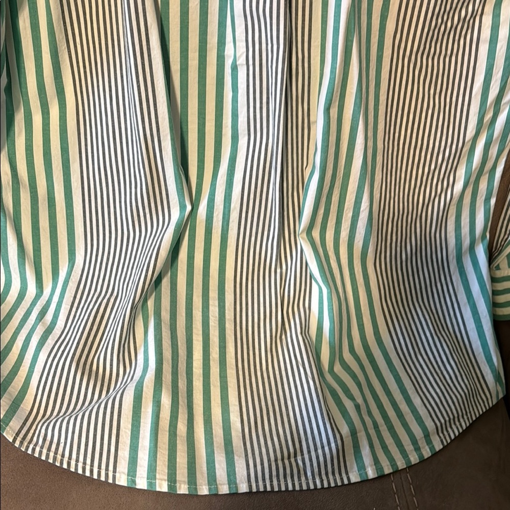 Tommy Hilfiger Green and White Striped Casual Shirt - Picture 9 of 10